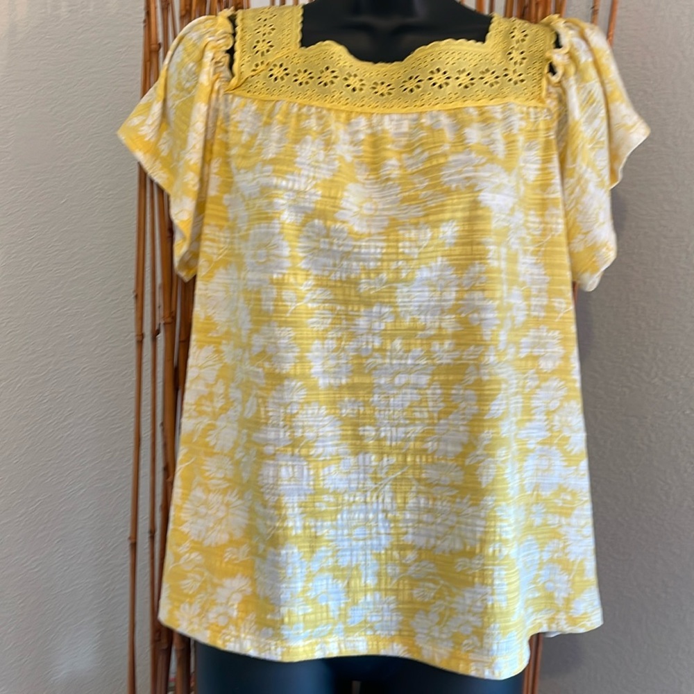 Yellow Large Cold Shoulder Top